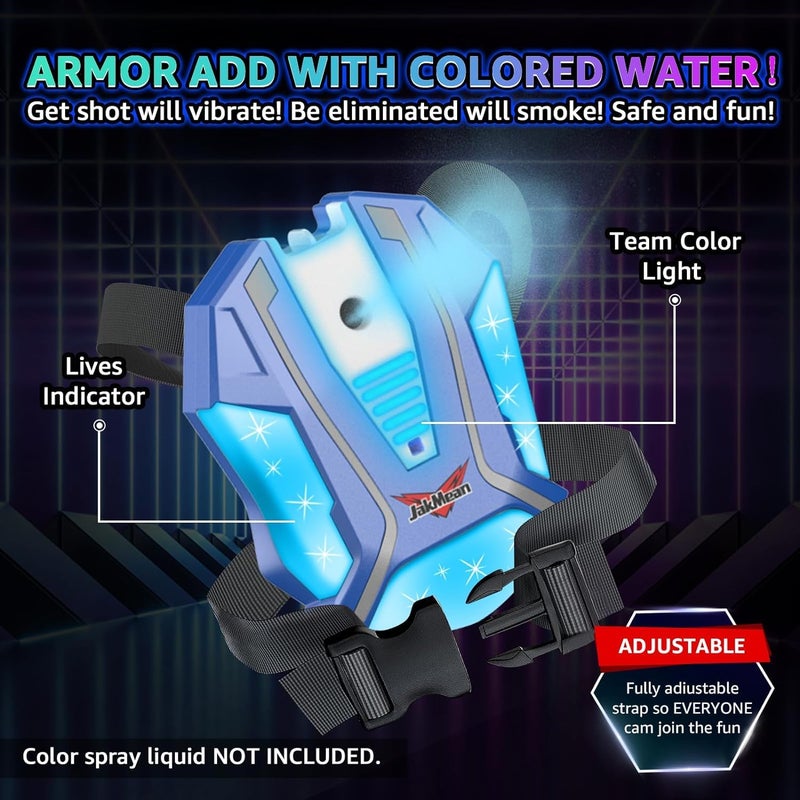 Jakmean Rechargeable Laser Tag Set with Vests  Upgrade Laser Tag Guns Set of 4 with Mist Spray Effect & LED Digital  Multi Player Laser Tag Set for Kids Toy for Teen Boys & Girls  Ages 8+ - Image 4