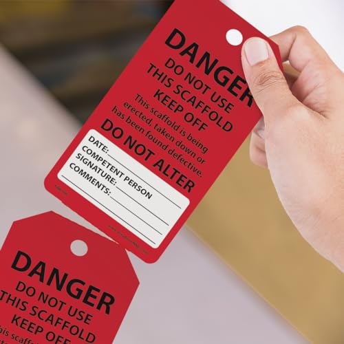 NMC AccuformNMC 100/250 Scaffolding Safety Tags, Do Not Use This Scaffold Keep Off, OSHA Compliant, Waterproof PF-Cardstock, Resists Tears, 6.25"x3" - Image 3