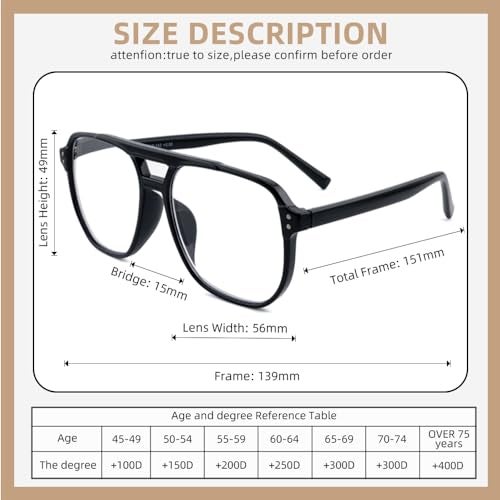 Ryegis Oversized Reading Glasses for Women and Men,Blue Light Retro Aviator Reader Spring Hinge 1.75 - Image 4