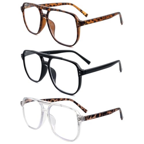 Ryegis Oversized Reading Glasses for Women and Men,Blue Light Retro Aviator Reader Spring Hinge 1.75 - Image 1