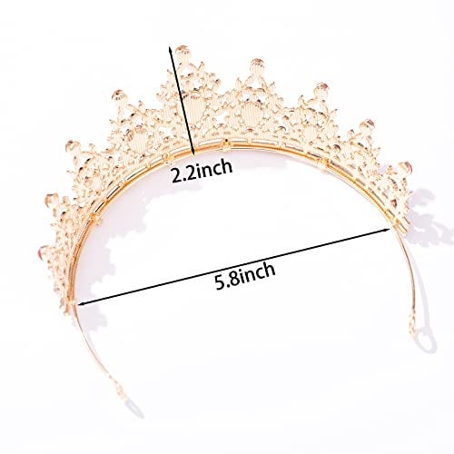 FORSEVEN Crystal Tiaras for Women, Wedding Tiaras and Crowns for Women Tiara for Girls Birthday Party Princess Crown Hair Accessories Bride Rhinestone Headbands (Gold+Red) - Image 5
