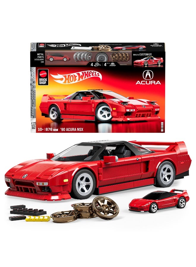 Mattel Brick shop Elite Series Building Set, ’90 Acura NSX with 876 Pieces, Realistic Details and Custom Decals, Adult Collectors and Kids Ages 10+ - Image 1