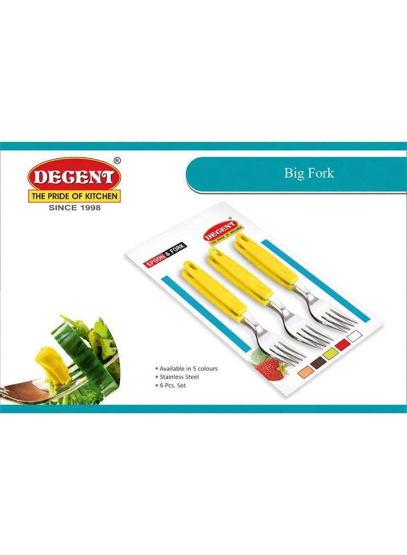 ديسينت ديسنت بيغ فورك سِت أوف 6 | ستينلس ستيل فوركس | إيرغونومِك هاندل | ميرر فينيش | هيفي ديوتي تيبل فورك سِت فور هوم، كيتشن، ريستورانت، ديش واشر سيف - Image 3