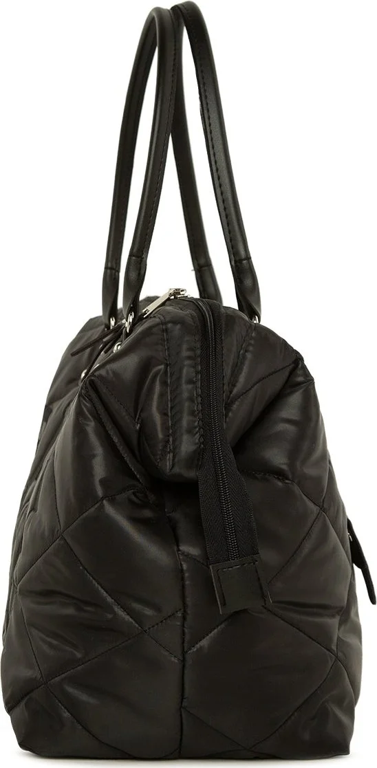 باجموري Black Baby Bag Embroidered Puff Inflatable Mother Baby Care Bag