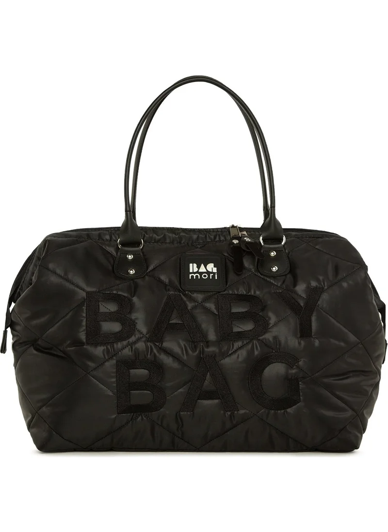 باجموري Black Baby Bag Embroidered Puff Inflatable Mother Baby Care Bag