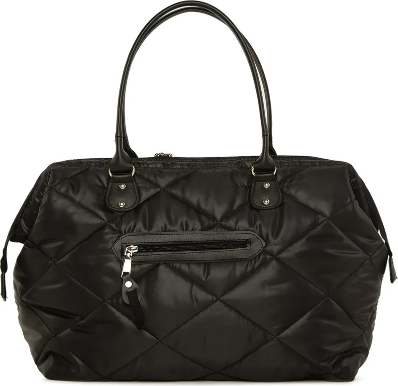 باجموري Black Baby Bag Embroidered Puff Inflatable Mother Baby Care Bag