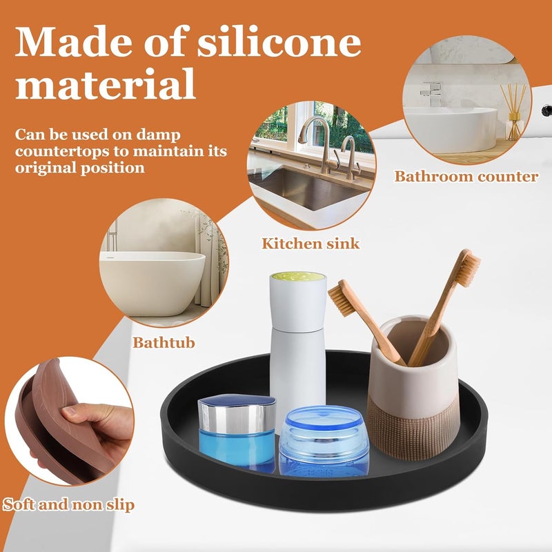 windforgecraft 3 Pcs Silicone Bathroom Tray, Countertop and Vanity Tray, Dish Soap Holder for Kitchen Sink, Countertop Organizer Coffee Table Decor, Perfume Candle Key Valet Tray for Candle, Perfume (Round) - Image 2