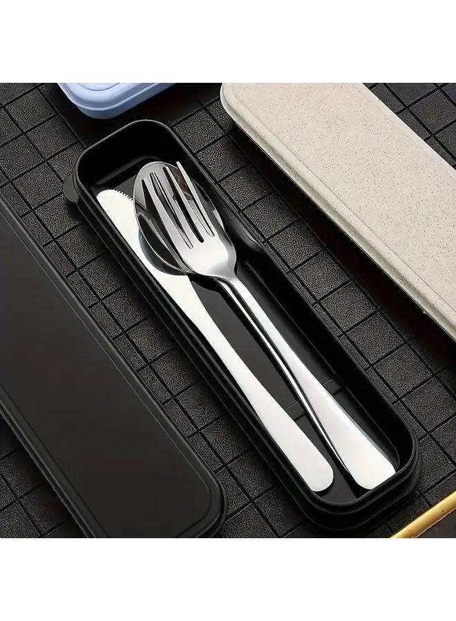 Black Stainless Steel Cutlery Set With Spoon Fork Knife 4pc - Image 1
