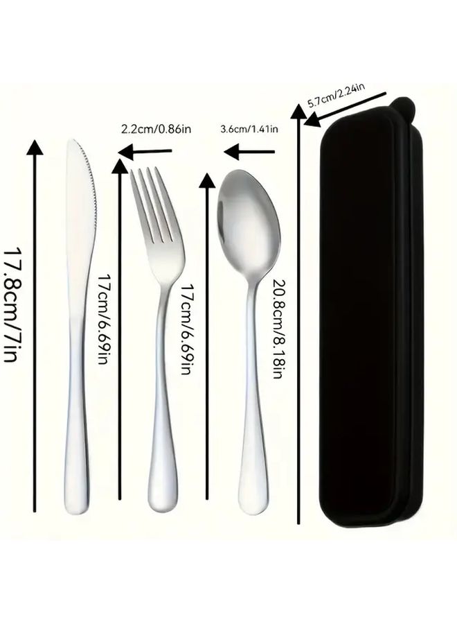 Black Stainless Steel Cutlery Set With Spoon Fork Knife 4pc - Image 3