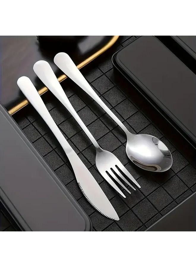 Black Stainless Steel Cutlery Set With Spoon Fork Knife 4pc - Image 4