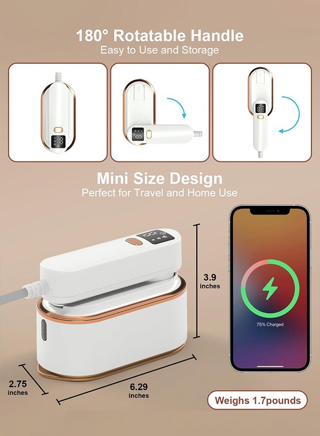 DUNELIFE 1200W Small Clothes Iron Handheld Steam and Dry Iron High Power 9s Quick Ironing 3-Speed Temperature Regulation 150ml Water Tank for Ironing Shirts and Suits at Home or While Traveling - Image 5