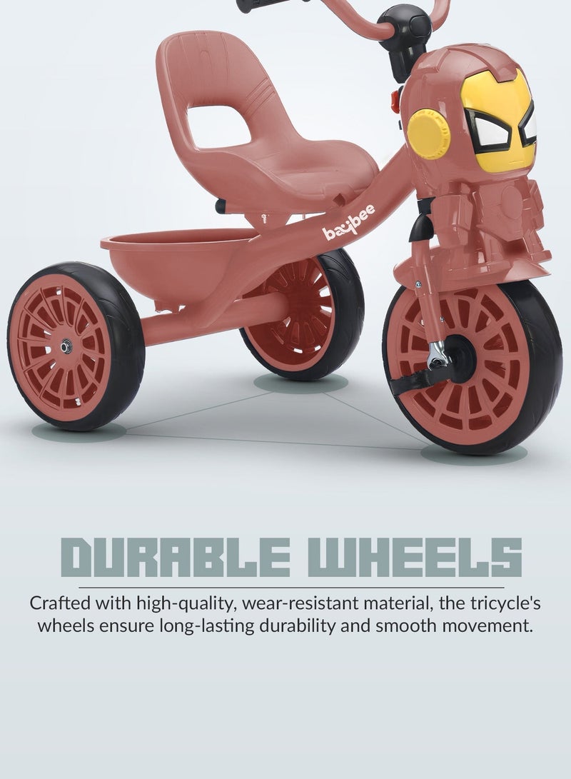 BAYBEE Blaze Baby Tricycle for Kids, Smart Plug n Play Kids Cycle with Music, Light, High backrest & Rear Storage Baskets | Kids Tricycle | Baby Cycle for Kids 2 to 5 Years Boy Girl Pink - Image 2