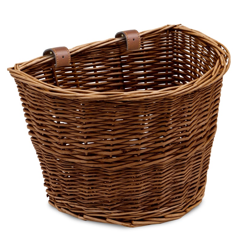 ProSource Wicker Bike Basket Front Cargo for Women and Men Fits Most Bicycles Beach Cruisers Stationary Equipment and Ebikes Brown