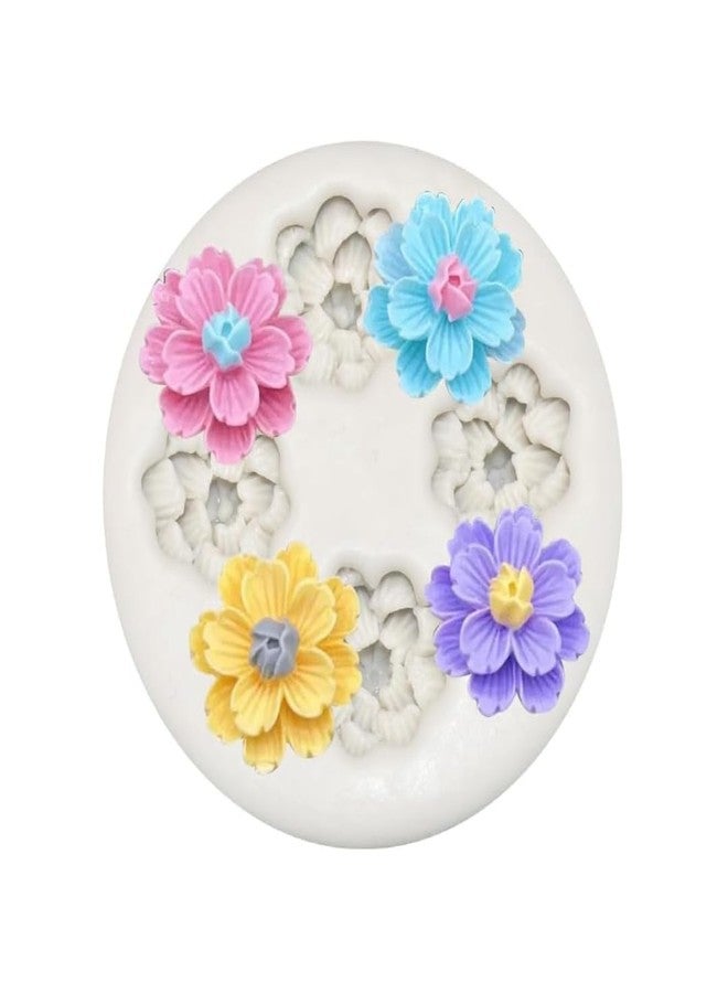 Skytail 4 Cavity Sunflower Daisy Flower Silicone Fondant Mould for Chocolate Candy Cake Decoration Cupcake Topper Jelly Dessert Ice Cube Sugarcraft Clay Candle Wax Soap Mini Resin Craft Jewelry Molds - Image 1
