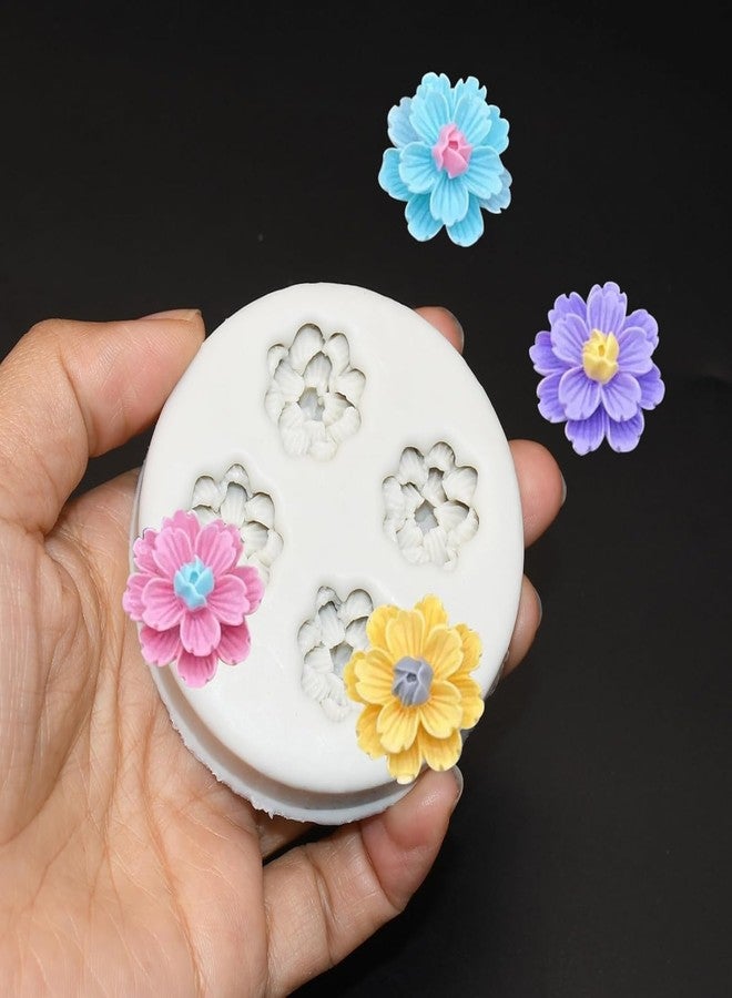 Skytail 4 Cavity Sunflower Daisy Flower Silicone Fondant Mould for Chocolate Candy Cake Decoration Cupcake Topper Jelly Dessert Ice Cube Sugarcraft Clay Candle Wax Soap Mini Resin Craft Jewelry Molds - Image 5
