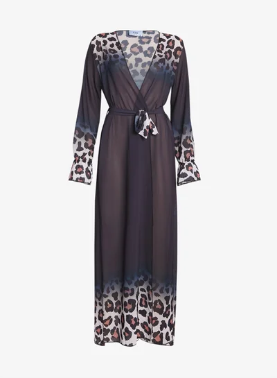 ELLA Sheer Beach Cover Up With Ombre Animal Print