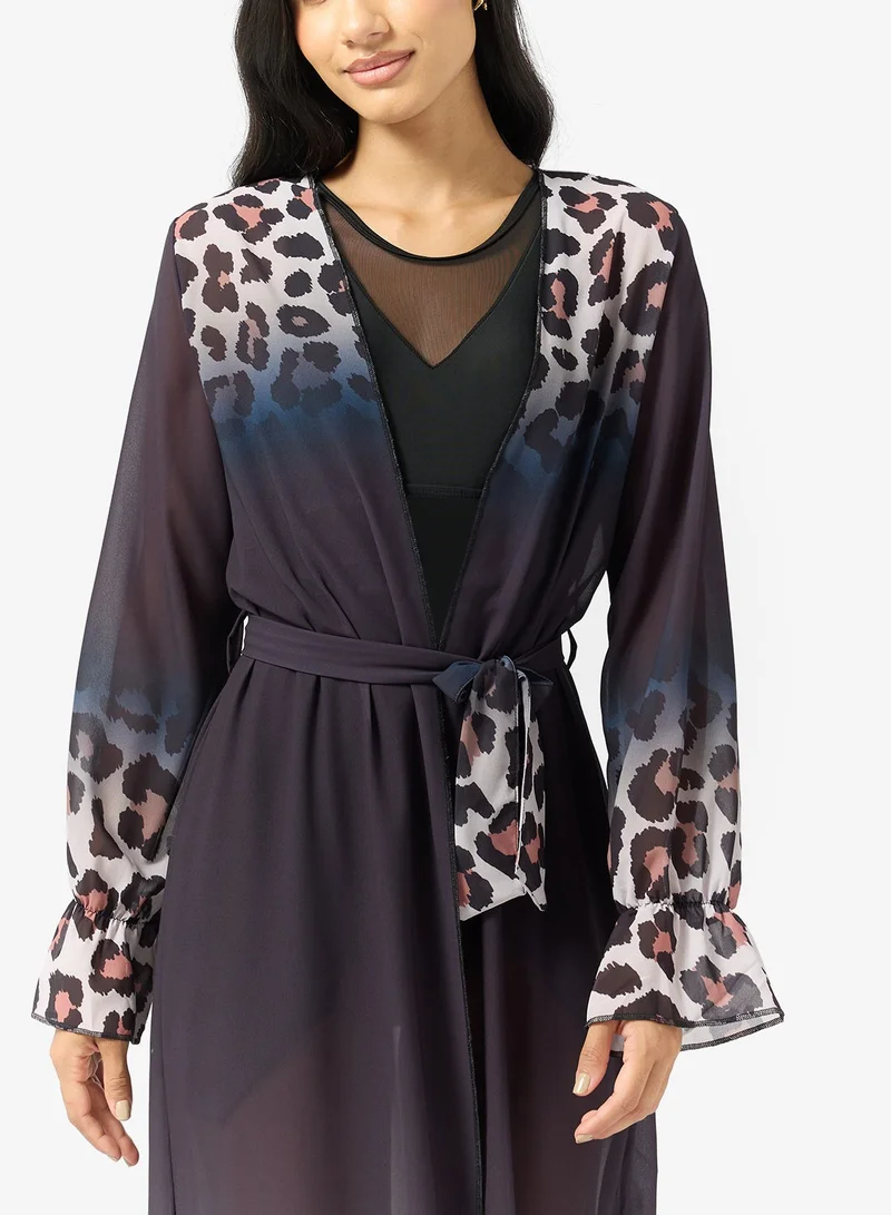 Ella  Sheer Beach Cover Up With Ombre Animal Print for Women | Best Price UAE