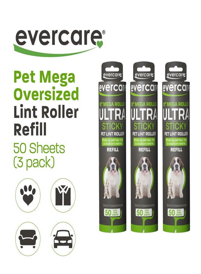 Evercare Pet Mega All-Purpose Oversized Lint Roller Refill Rolls, Pack of 3 Giant Lint Roller Refills with 50 Sheets Each (150 Sheets Total) - Image 3