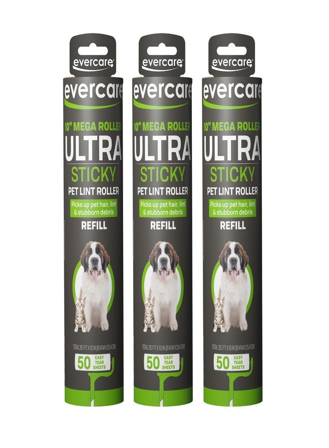 Evercare Pet Mega All-Purpose Oversized Lint Roller Refill Rolls, Pack of 3 Giant Lint Roller Refills with 50 Sheets Each (150 Sheets Total) - Image 1