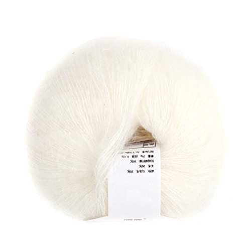 Hztyyier Wool Yarn for Knitting Soft Thin Angora Mohair Yarn Long Wool Yarn DIY Scarf Crochet Thread Supplies for Craft Projects(with a Crochet)(White) - Image 3