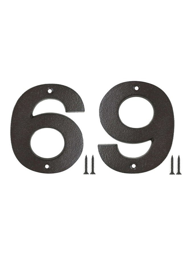 Fitous 4.9 Inch High Vintage Cast Iron House Number Outsider, Solid Home Address Numbers, Unique Sandbrushed Finish with Individual Irregular Handcraft Antique Black Look.Number-6/9 - Image 1