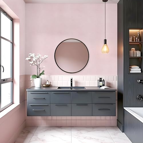 lenify Pink Grasscloth Peel and Stick Wallpaper Textured Contact Paper 15.7inch x 118.1inch Faux Linen Vintage Grasscloth Contact Paper Self Adhesive Removable Wallpaper Vinyl - Image 5