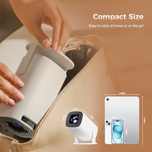 WellSonic Mini Projector with Wifi and Bluetooth, Build-in Android 14, Portable Projector Outdoor&Ceiling Use, Auto Keystonet&270°Rotatable, 200 Ansi, 4k Home Thearter Movie Projector for HDMI USB - Image 5