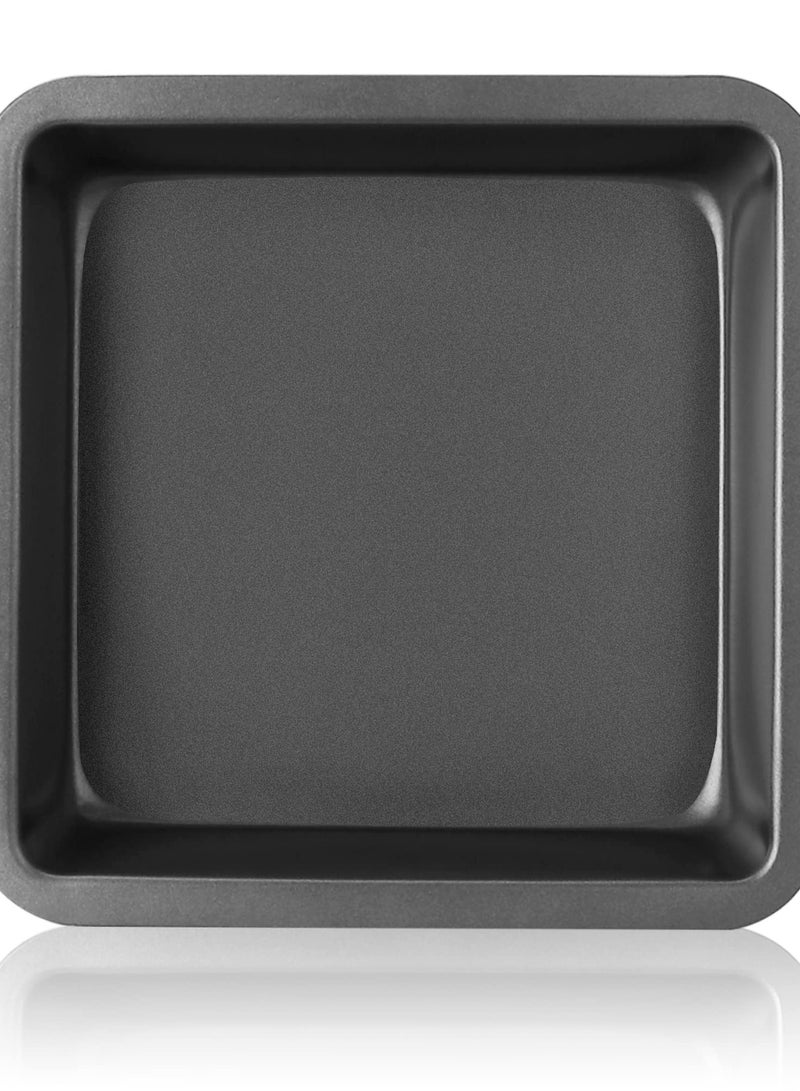 8'' x 8'' Square Cake Baking Pan, Nonstick Metal Brownie Pan with Wide Grips, Dishwasher Safe - 8 Inch, Dark Grey(Set of 2) - Image 1