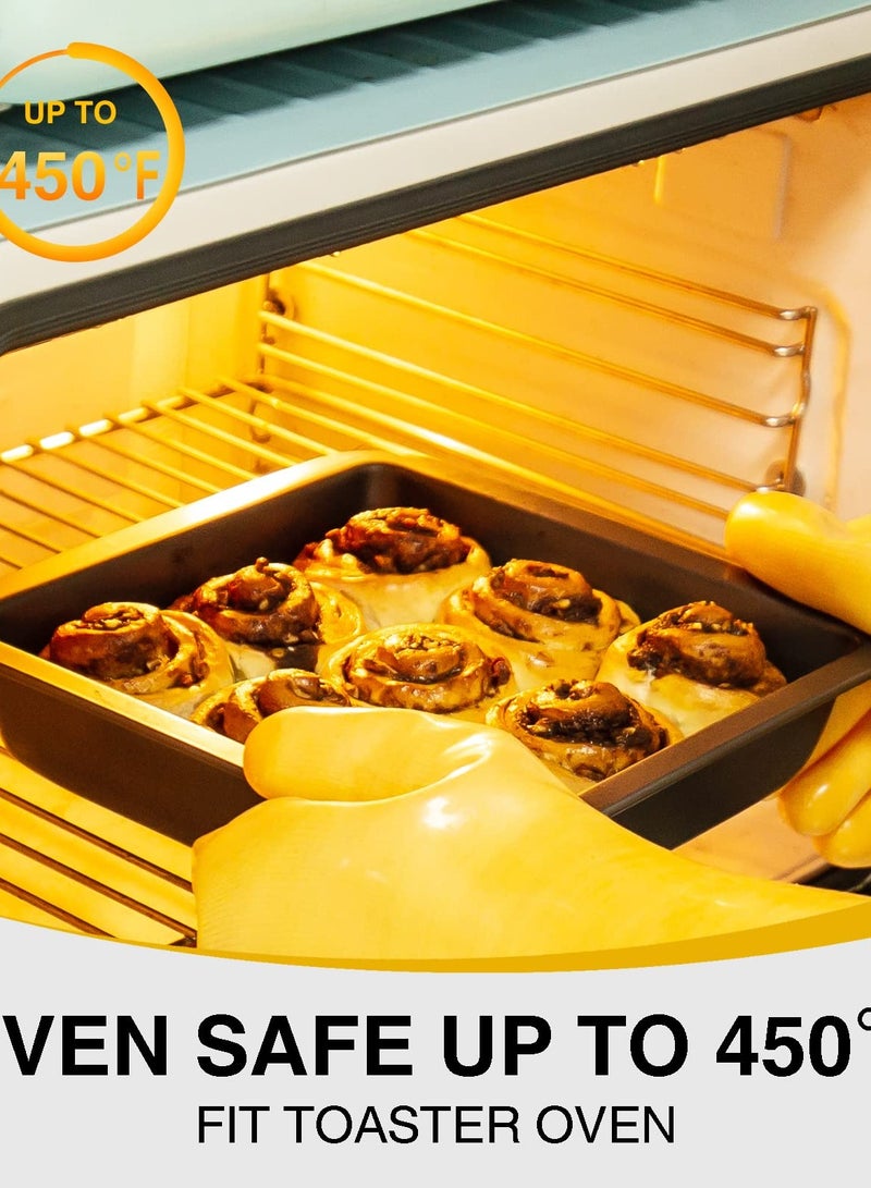 8'' x 8'' Square Cake Baking Pan, Nonstick Metal Brownie Pan with Wide Grips, Dishwasher Safe - 8 Inch, Dark Grey(Set of 2) - Image 5