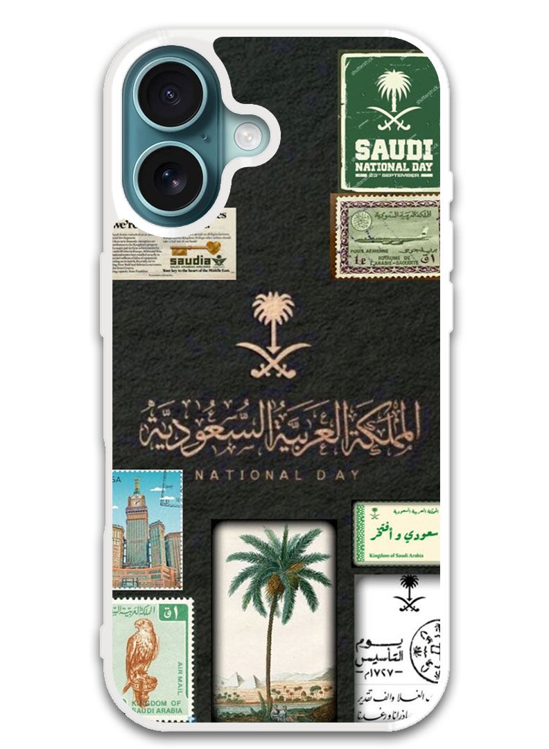 Theodor Protective Case Cover For APPLE IPHONE 16 Plus KSA national day (White Bumper) - Image 1