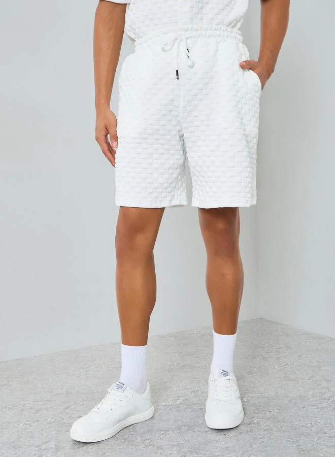 Take Two  Men Textured Stand Collar Shirt and Shorts Co-Ords for Men | Best Price UAE