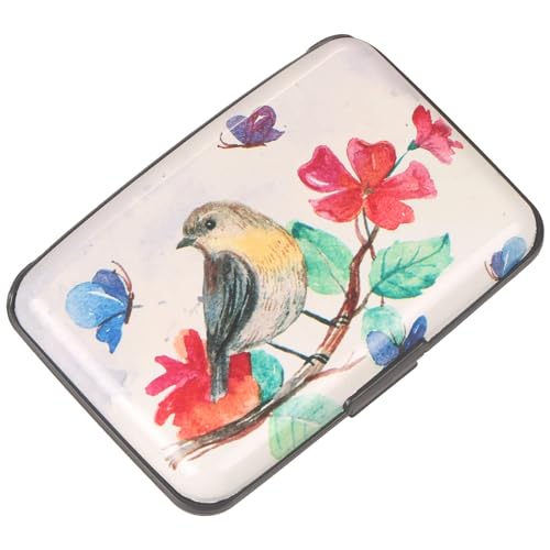 BOHONG RFID Credit Card Holder Mini Aluminum Card Wallet RFID Blocking Slim Metal Hard Card Case Business Cards Holder ID Case for Women Men-Flower - Image 1