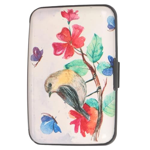 BOHONG RFID Credit Card Holder Mini Aluminum Card Wallet RFID Blocking Slim Metal Hard Card Case Business Cards Holder ID Case for Women Men-Flower - Image 3