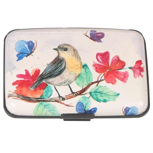 BOHONG RFID Credit Card Holder Mini Aluminum Card Wallet RFID Blocking Slim Metal Hard Card Case Business Cards Holder ID Case for Women Men-Flower - Image 2