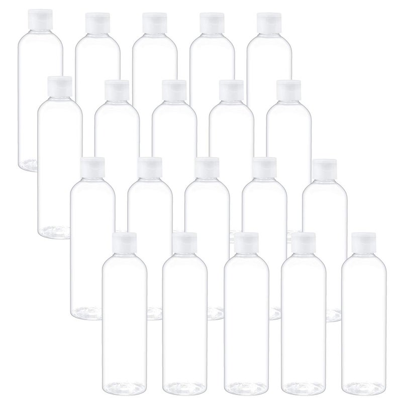 TRENDBOX 8oz/250ml Clear Bottles with Flip Cap Lid BPA-Free Travel Containers For Shampoos,Lotions and Massage Oils - 20 Pack - Image 3