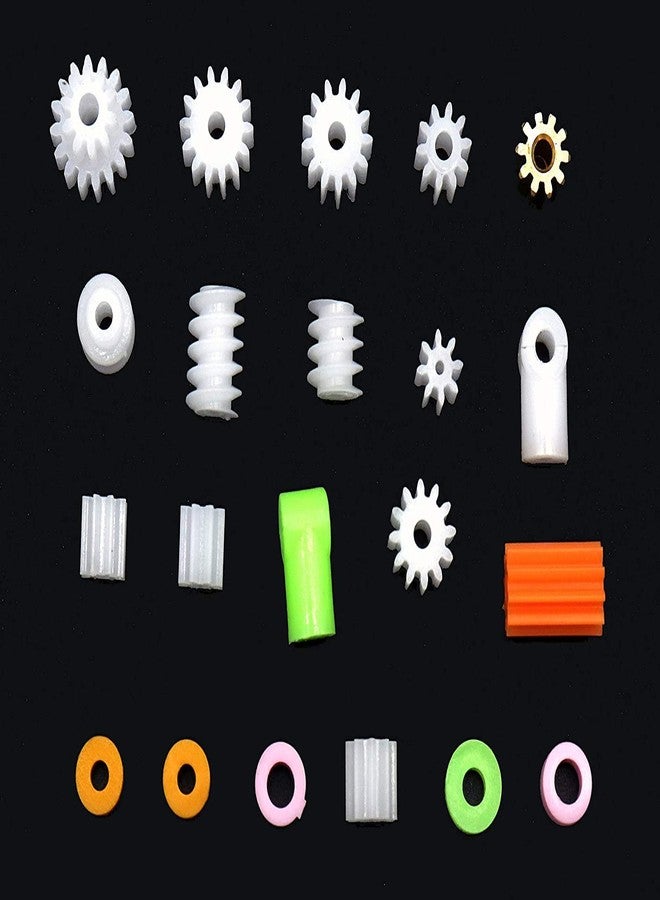 Electronicspices Electronic Spices 78 PCS Plastic Gear Set Rack Pulley Belt Worm Single Double Gears DIY Car Robot for electronic and school projects (WHITE, 78) - Image 3