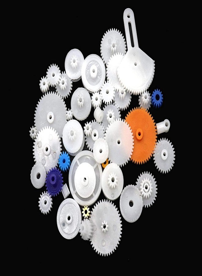 Electronicspices Electronic Spices 78 PCS Plastic Gear Set Rack Pulley Belt Worm Single Double Gears DIY Car Robot for electronic and school projects (WHITE, 78) - Image 5