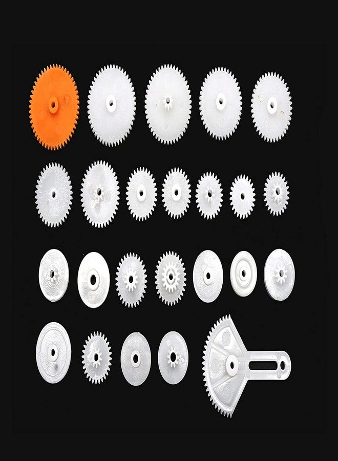 Electronicspices Electronic Spices 78 PCS Plastic Gear Set Rack Pulley Belt Worm Single Double Gears DIY Car Robot for electronic and school projects (WHITE, 78) - Image 2