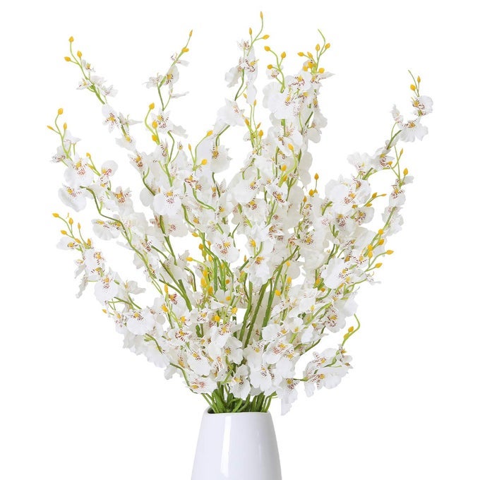 12PCS ARTIFICIAL DANCING ORCHIDS FLOWERS WHITE SILK GYPSOPHILA CHERRY BLOSSOM FOR HOME DECORATION