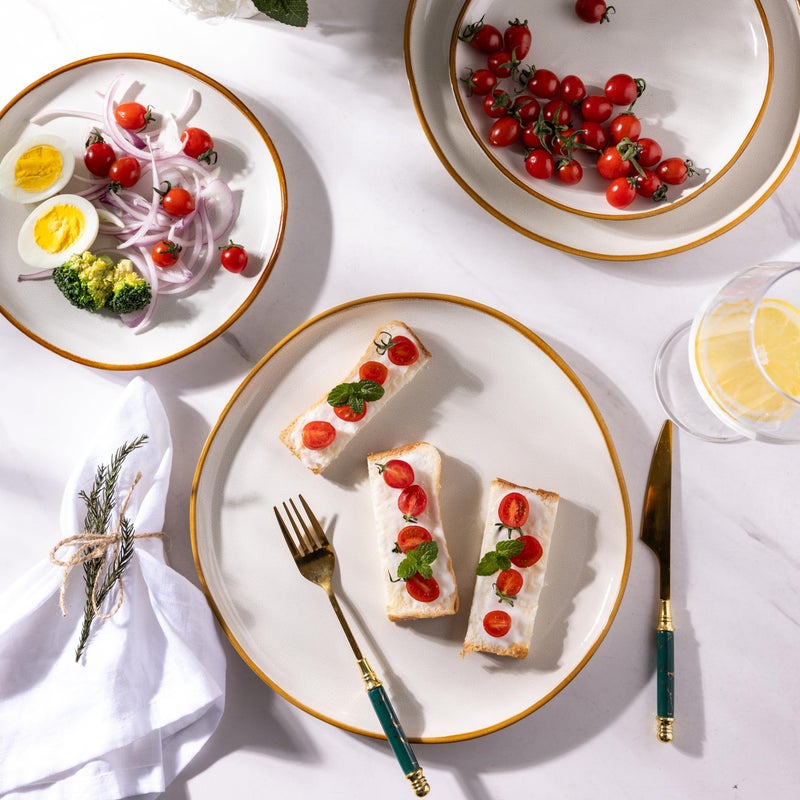 AmorArc Ceramic Dinner Plates Set of 6, 10.5 Inch Handmade Reactive Glaze Stoneware Plates,Large Rustic Shape Dinnerware Dish Set for Kitchen, Microwave & Dishwasher Safe,Scratch Resistant-Pearl White - Image 5