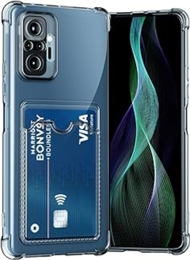 Redmi Note 10 Pro Case, Premium Slim Shockproof Protective Case Cover with Card Holder and Camera Protection for Redmi Note 10 Pro, Clear by Grabby (Redmi note 10 Pro 4G)