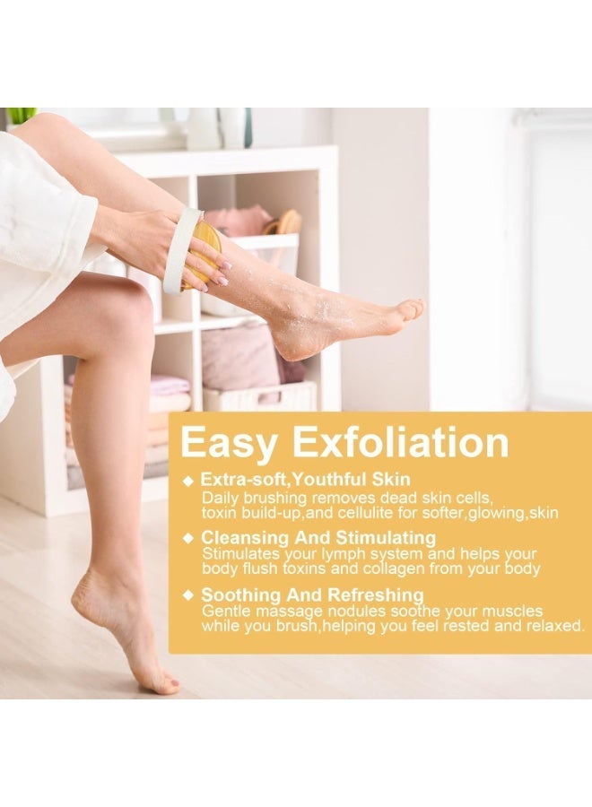 MIMOE Wet Dry Bath Body Brush, Natural Wood Body Brush, Soft Massage Nodules Brush Shower Brush Body Scrubber Bath Brush Exfoliator Brush Remove Dead Skin - Round Design - Image 5