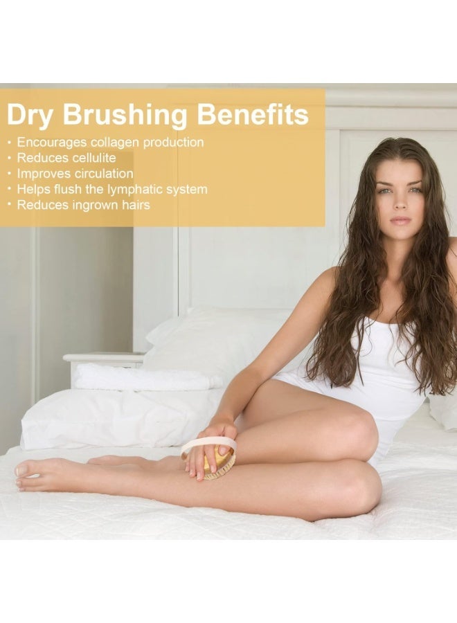 MIMOE Wet Dry Bath Body Brush, Natural Wood Body Brush, Soft Massage Nodules Brush Shower Brush Body Scrubber Bath Brush Exfoliator Brush Remove Dead Skin - Round Design - Image 4