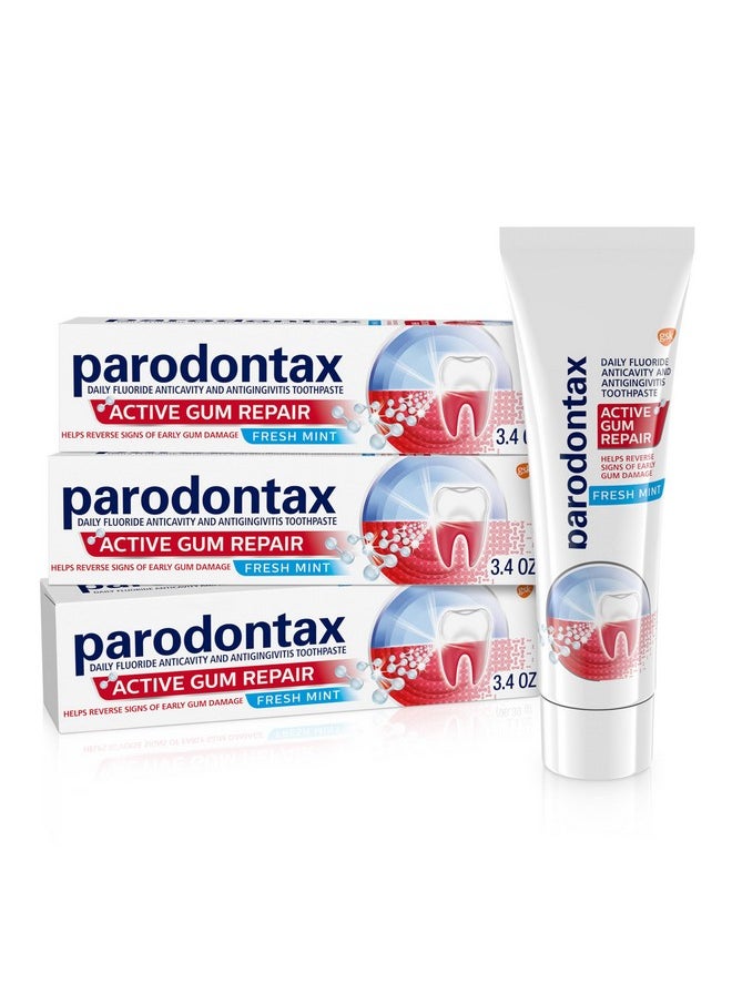 Parodontax Parodontax Active Gum Repair Toothpaste, Toothpaste To Help Reverse Signs Of Early Disease For Health, Fresh Mint Flavored - 3.4 Oz x 3  - Image 1