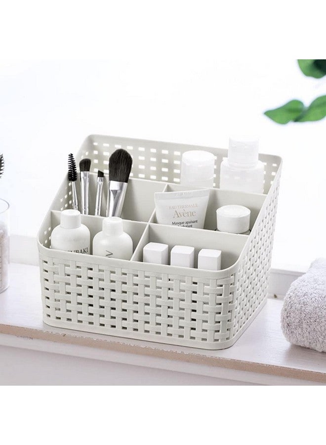PUTHAK Storage Basket, Plastic Storage Basket for Office, Home Kitchen, Office, Dressing Table, Cosmetics, Bathroom, Grey - Image 1