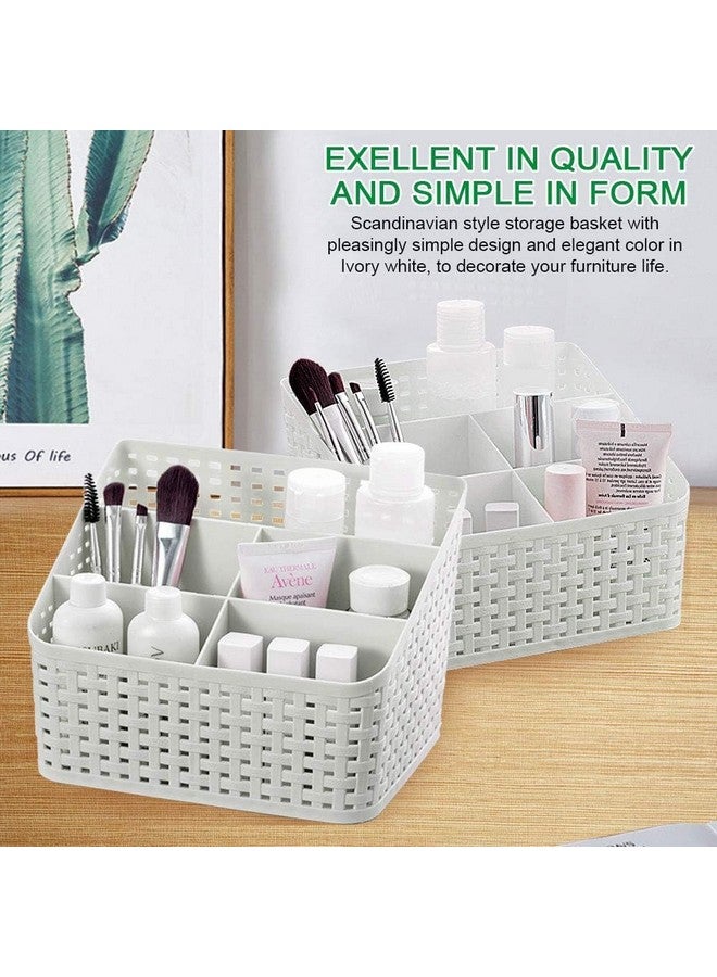 PUTHAK Storage Basket, Plastic Storage Basket for Office, Home Kitchen, Office, Dressing Table, Cosmetics, Bathroom, Grey - Image 2