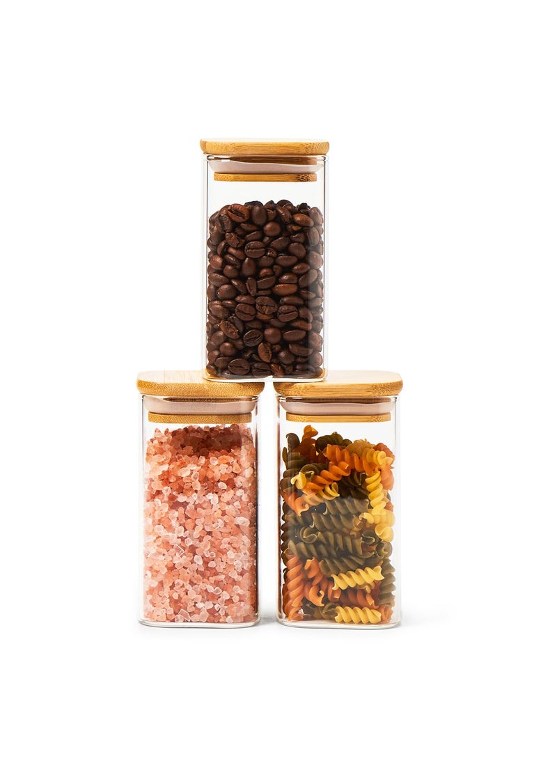 EZOWare EZOWARE 9.5 oz Glass Jar Bottle, 12 Pc Square Air Tight Canister Storage Containers with Natural Bamboo Lids and Chalkboard Labels for Kitchen Spices, Bathroom, Home Decor, Party Favors  - Image 3