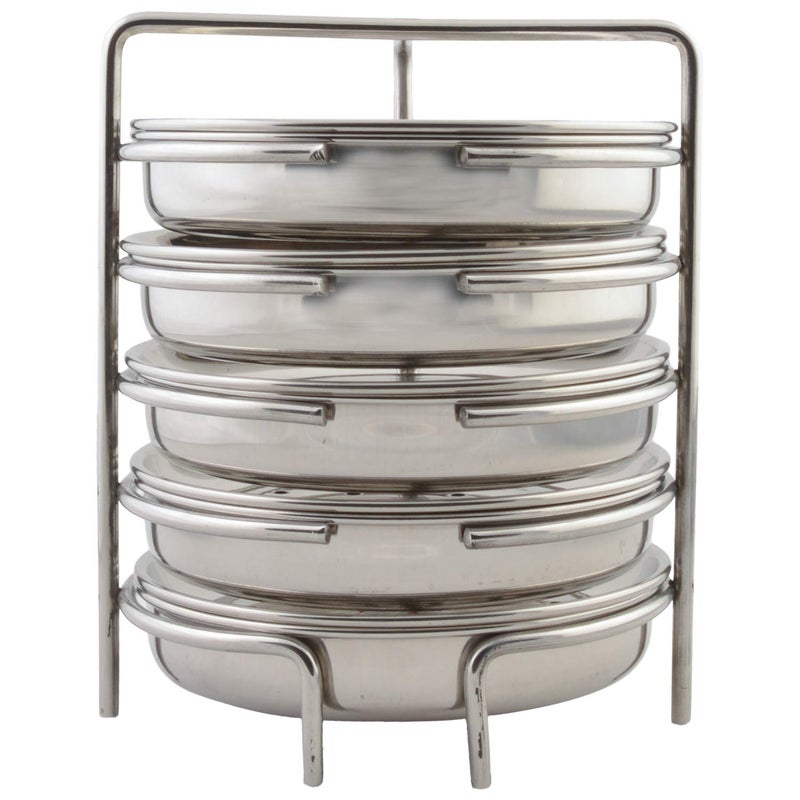 JAIN Stainless Steel 2in1 Thatte Idly Plate | Dhokla Maker & Idiappam Stand - 10 Plates Thatte Idli Plate with Stand & Momos Steamer Stand (5 Thattu Idly Plates, 5 Idiappam Stand, 1 Stand) - Image 4