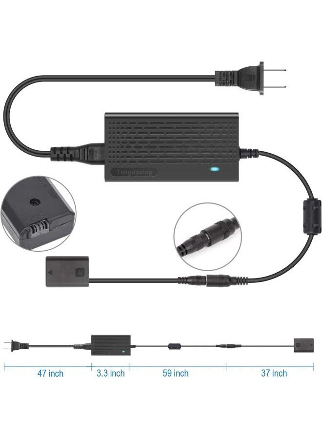 Tengdaxing AC-PW20 Continuous Power Adapter NP-FW50 Dummy Battery for Sony Alpha ZV-E10, A5000, A5100, A6000, A6100, A6300, A6400, A6500, A7, A7 II, A7R, A7R II, A7S, A7S II, RX10 Cameras - Image 2