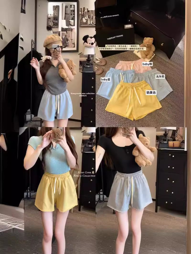 [Factory ] Summer Loose Slimming Joker Wide Leg Pants Triple Pants Hanging Drawstring Casual Shorts Children - Image 5